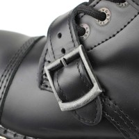 Angry Itch 10-Loch 3-Buckle Leder Stiefel Schwarz Größe 41
