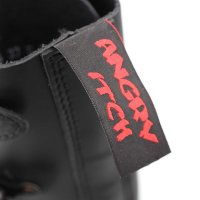 Angry Itch 14-Loch 5-Buckle Leder Stiefel Schwarz Größe 36
