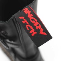Angry Itch 14-Loch Front-Plate Leder Stiefel Schwarz Größe 41