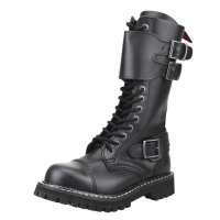 Angry Itch 14-Loch Front-Plate Leder Stiefel Schwarz...