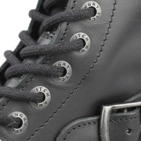 Angry Itch 14-Loch Front-Plate Leder Stiefel Schwarz Größe 46