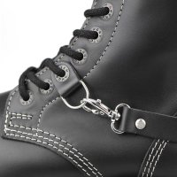 Angry Itch 14-Loch 3-Straps Leder Stiefel Schwarz Größe 39