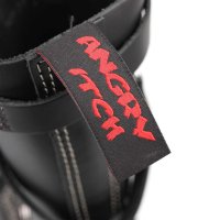 Angry Itch 14-Loch 3-Straps Leder Stiefel Schwarz Größe 42