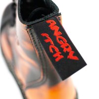 Angry Itch 08-Loch Leder Stiefel Orange Rub-Off Größe 48
