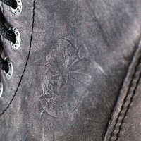 Angry Itch 08-Loch Leder Stiefel Vintage Dunkelbraun Größe 36