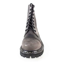 Angry Itch 08-Loch Leder Stiefel Vintage Dunkelbraun Größe 42