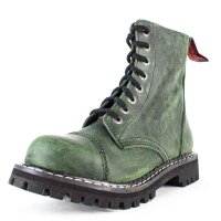 Angry Itch 08-Loch Leder Stiefel Vintage Grün Größe 40