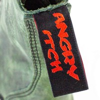 Angry Itch 08-Loch Leder Stiefel Vintage Grün Größe 43