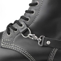 Angry Itch 14-Loch 3-Straps Leder Stiefel Schwarz Größe 48