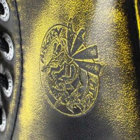 Angry Itch 08-Loch Leder Stiefel Yellow Rub-Off Größe 41