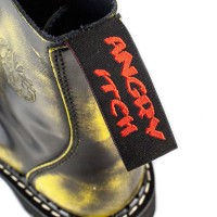 Angry Itch 08-Loch Leder Stiefel Yellow Rub-Off Größe 43