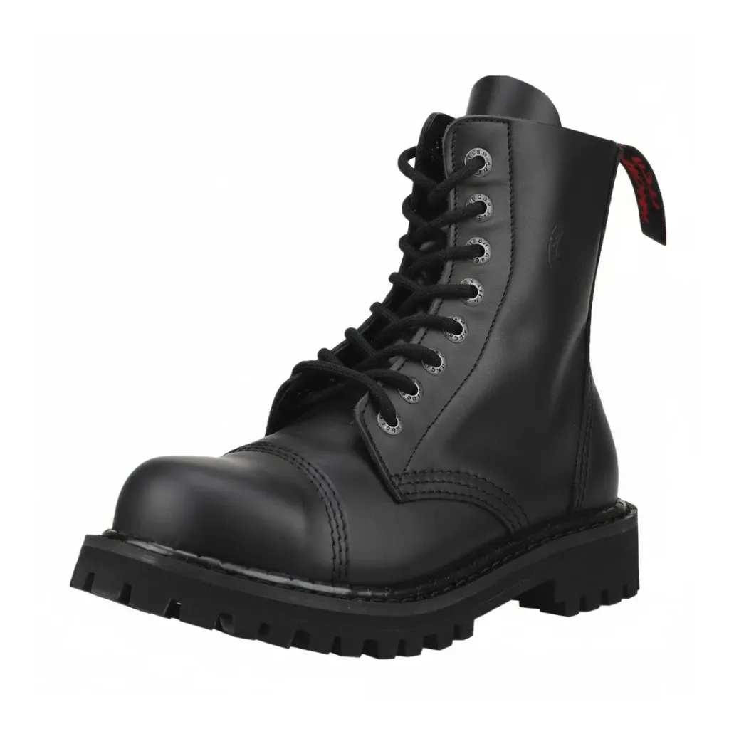 Angry Itch 08-Loch Leder Stiefel Schwarz