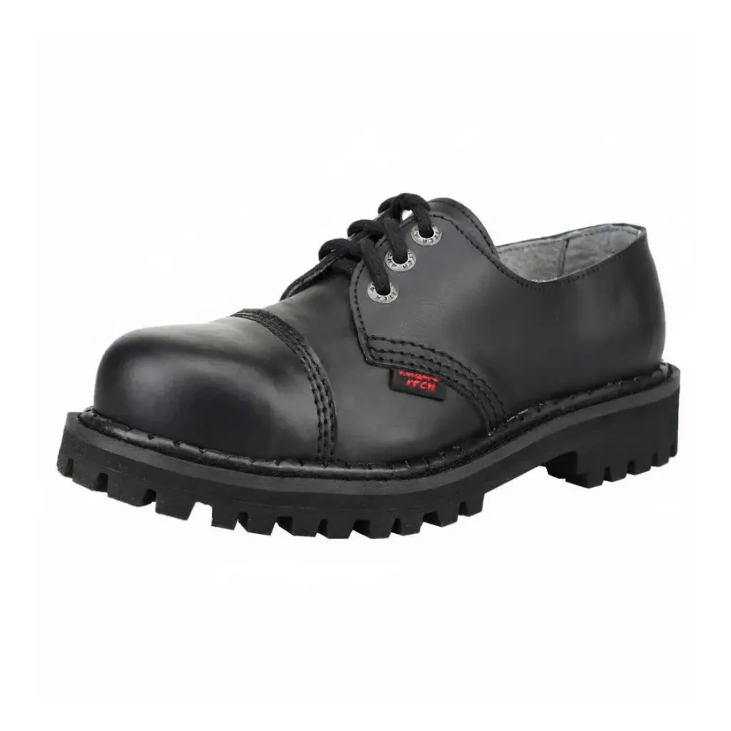 [AI03/B/LE-36] Angry Itch 03-Loch Leder Schuhe Schwarz (Gr.36)