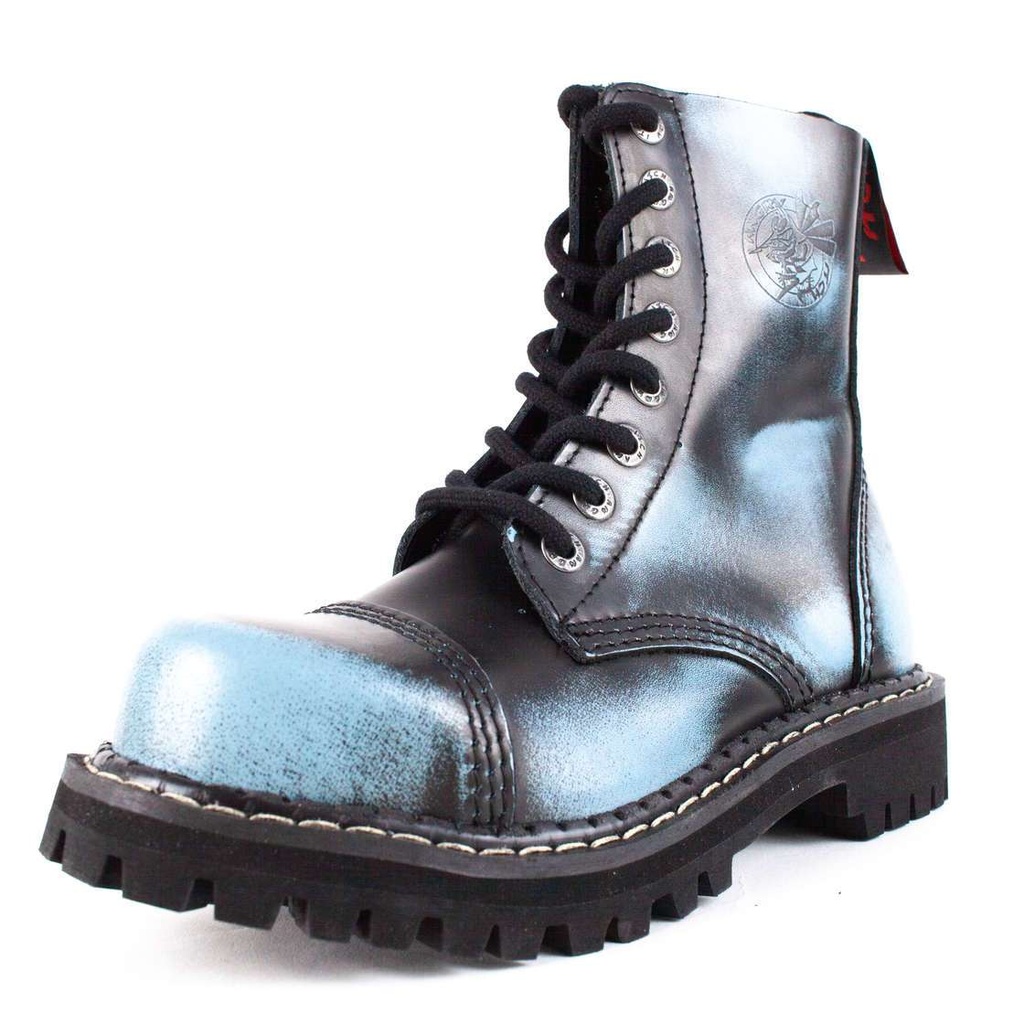 [AI08/DR/LE-36] Angry Itch 08-Loch Leder Stiefel Denim Rub-Off (Gr.36)