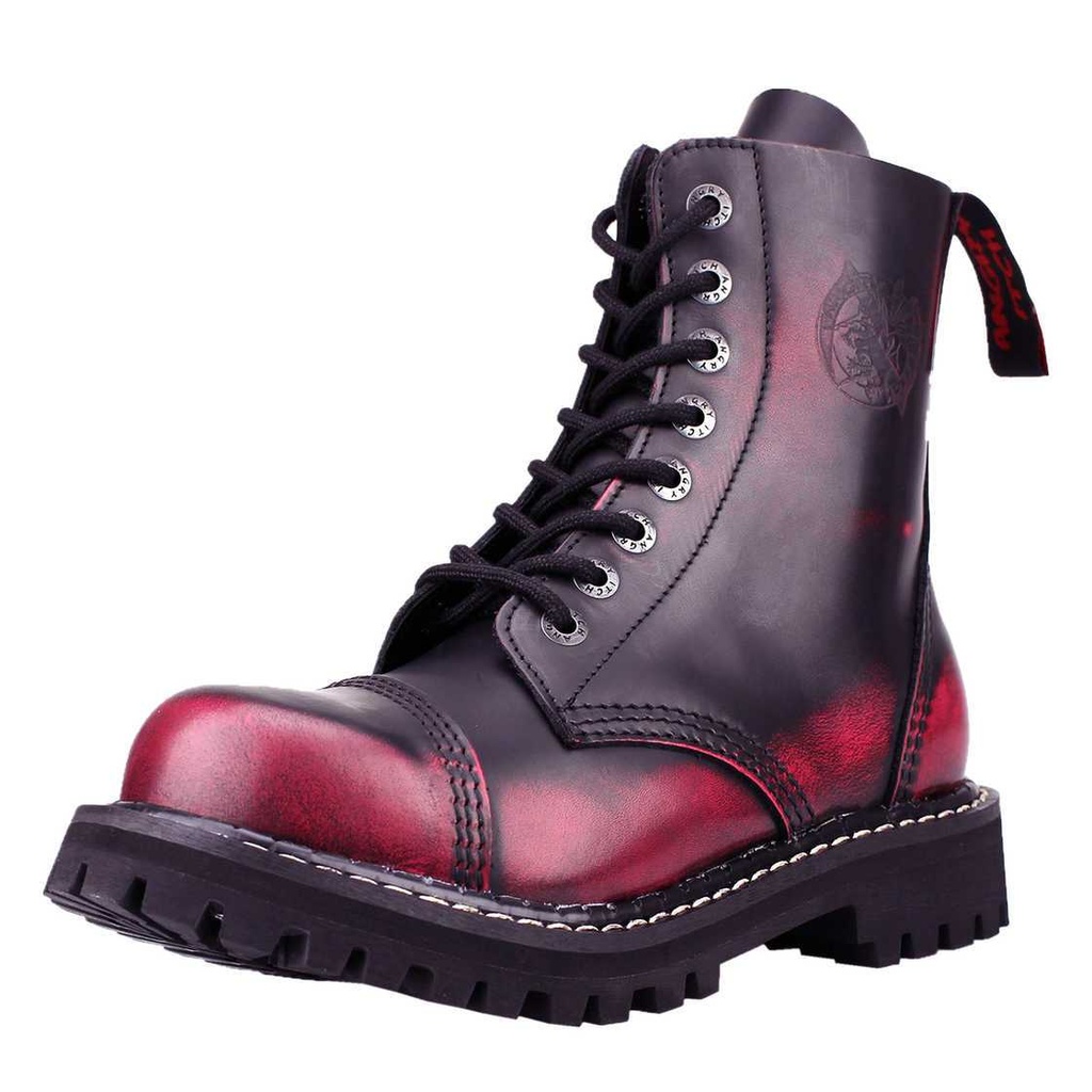 [AI08/PR/LE-36] Angry Itch 08-Loch Leder Stiefel Pink Rub-Off (Gr.36)