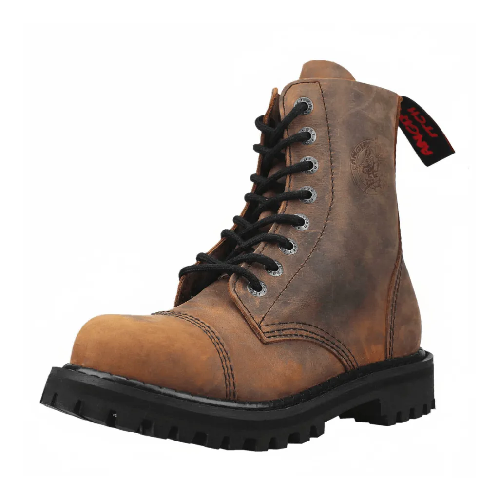 [AI08/VBR/LE-36] Angry Itch 08-Loch Leder Stiefel Vintage Braun (Gr.36)