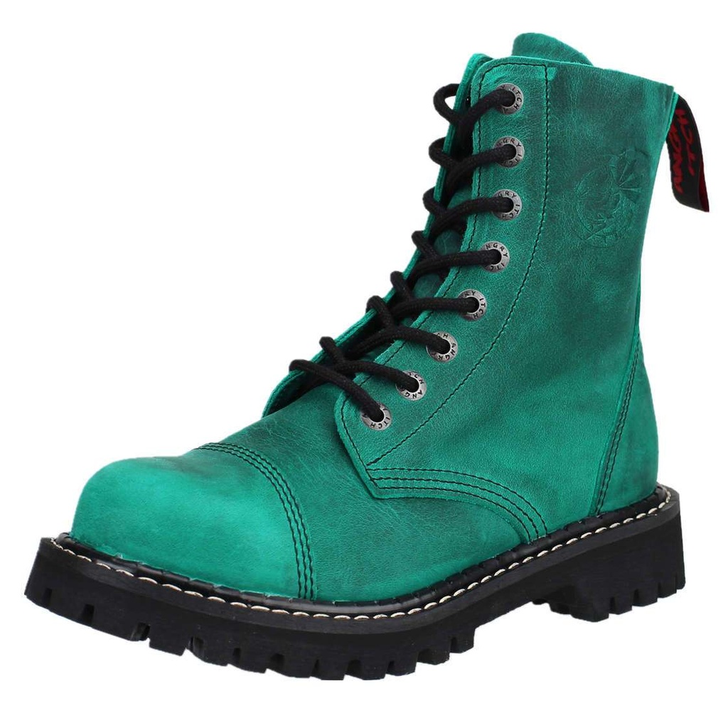 [AI08/VE/LE-36] Angry Itch 08-Loch Leder Stiefel Vintage Emerald (Gr.36)