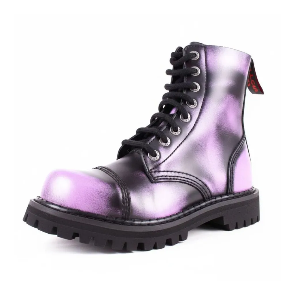 [AI08/VR/LE-36] Angry Itch 08-Loch Leder Stiefel Violet Rub-Off (Gr.36)