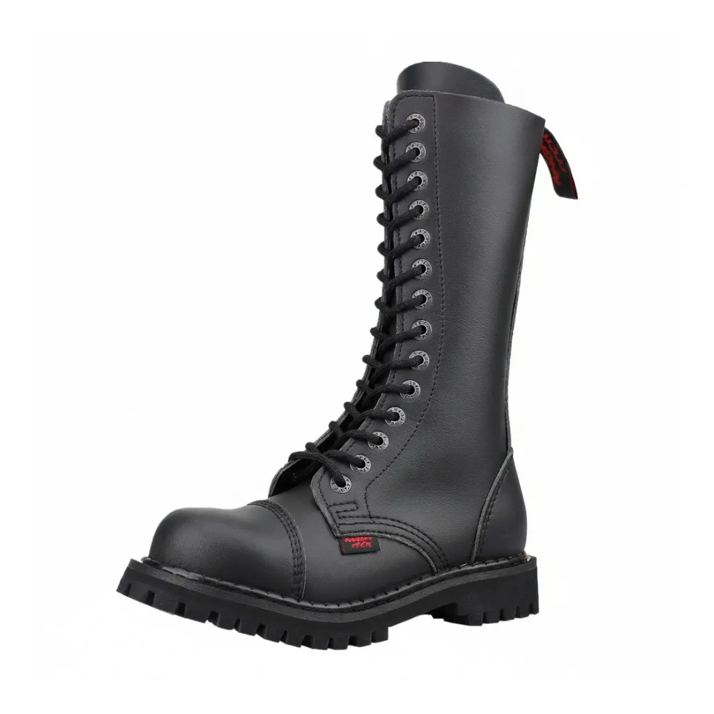 [AI14Z/B/PU-36] Angry Itch 14-Loch Vegane PU Stiefel Schwarz (Gr.36)