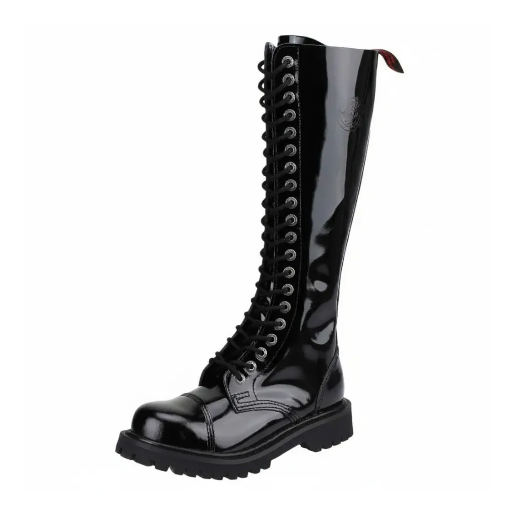 [AI20Z/B/PAT-36] Angry Itch 20-Loch Lackleder Stiefel Schwarz (Gr.36)