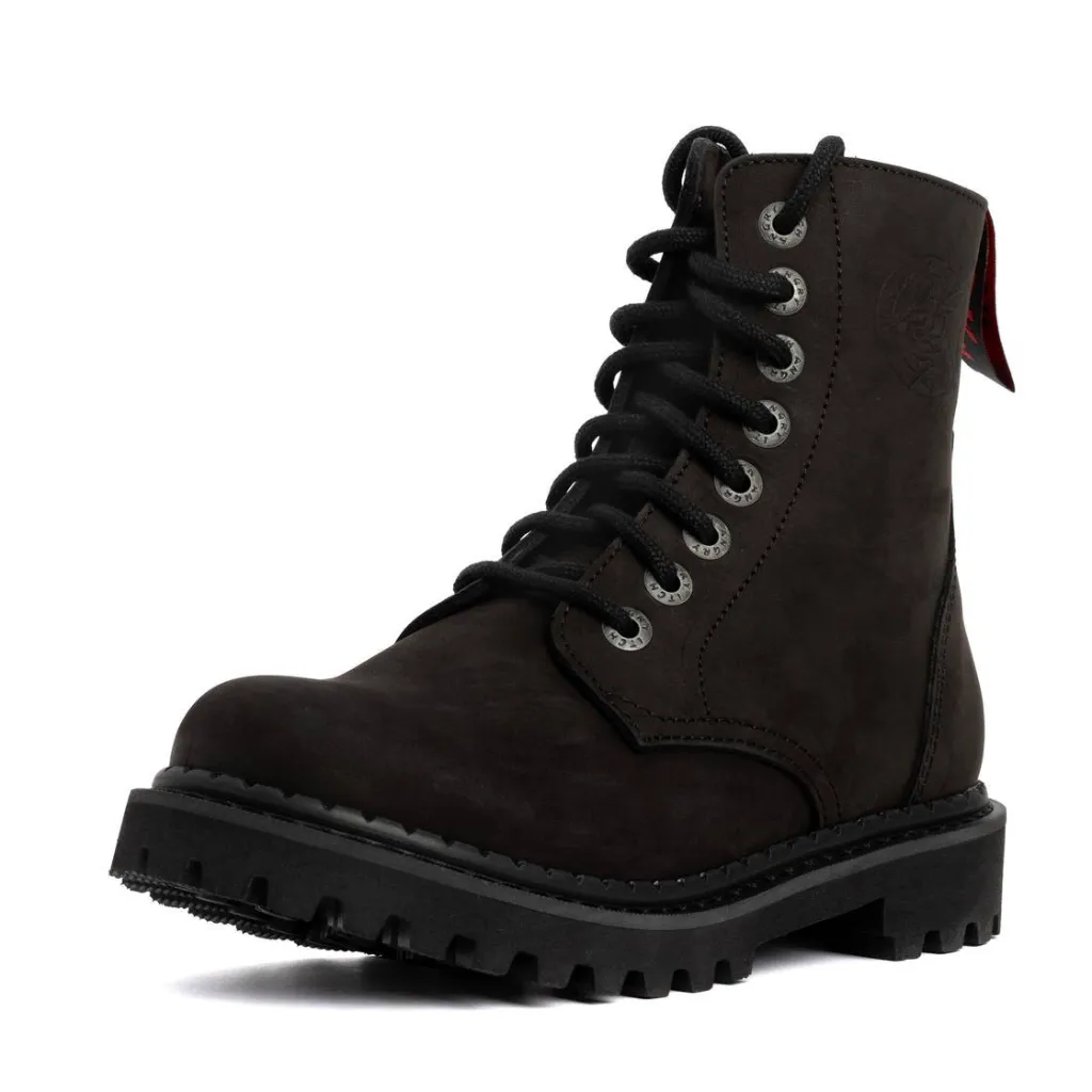 [AI08NL/VBL/LE-36] Angry Itch 08-Loch LIGHT Leder Stiefel Vintage Schwarz (Gr.36)