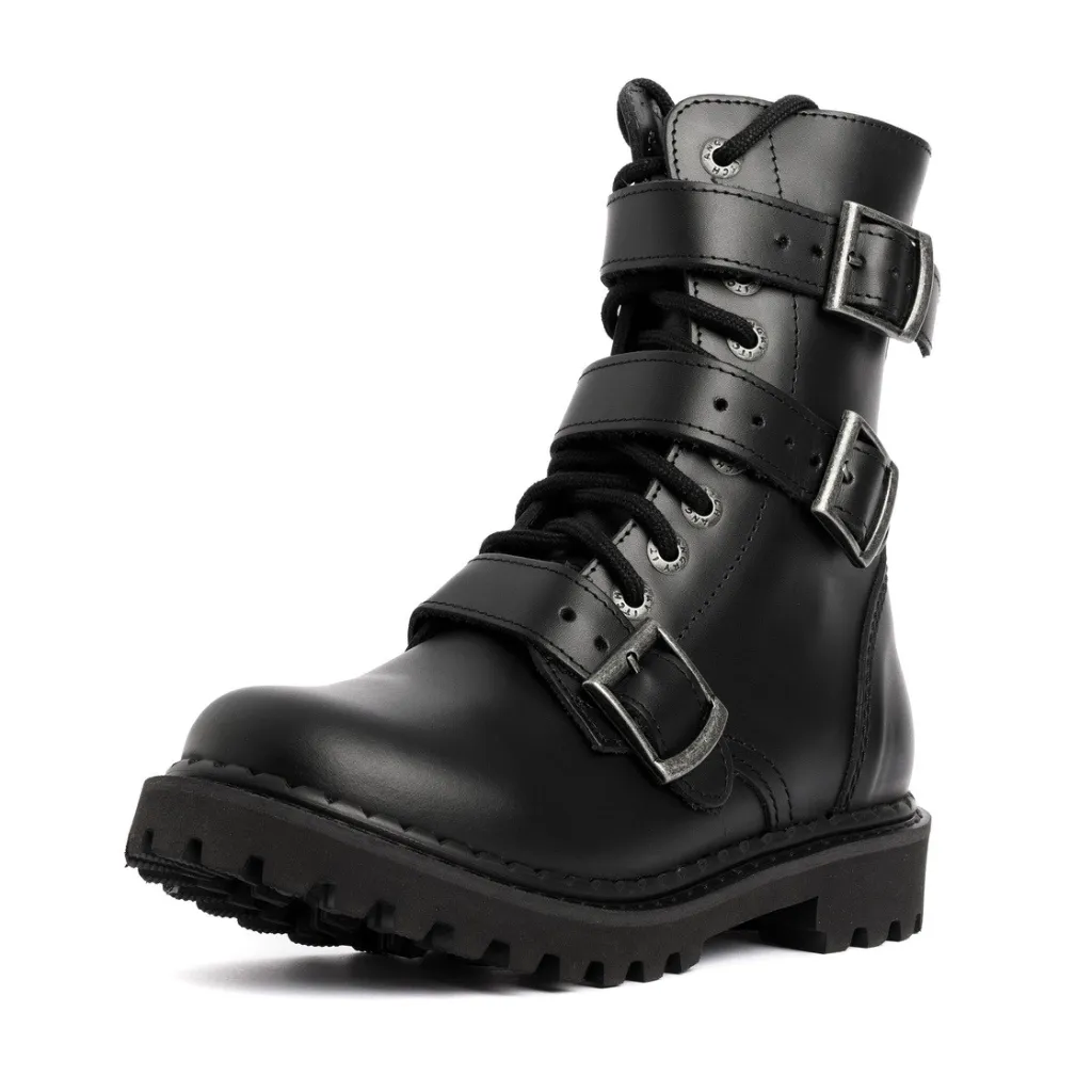 Angry Itch 10-Loch 3 Buckle LIGHT Stiefel Leder Schwarz