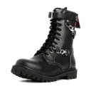 Angry Itch 10-Loch 3-Straps Leder Stiefel Schwarz