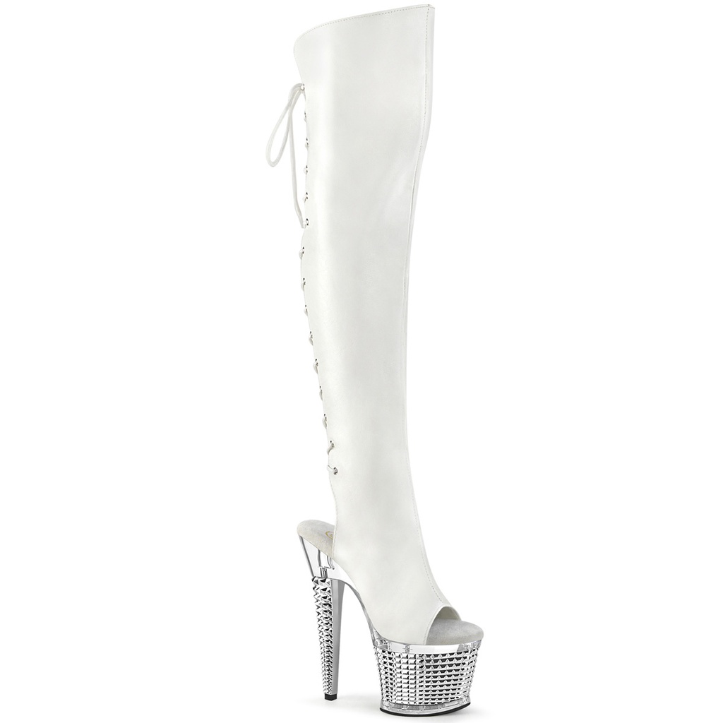 [SPEC3019/WPU/C-SCH-10] SPECTATOR-3019 - Wht Faux Leather/Clr-Slv Chrome (40/41 US10)