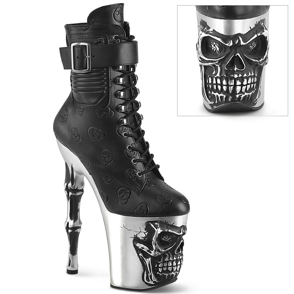 [RAPT1020STR-02/BPU/S-10] RAPTURE-1020STR-02 - Blk Faux Leather/Slv Matte-Rubbed Blk (40/41 US10)