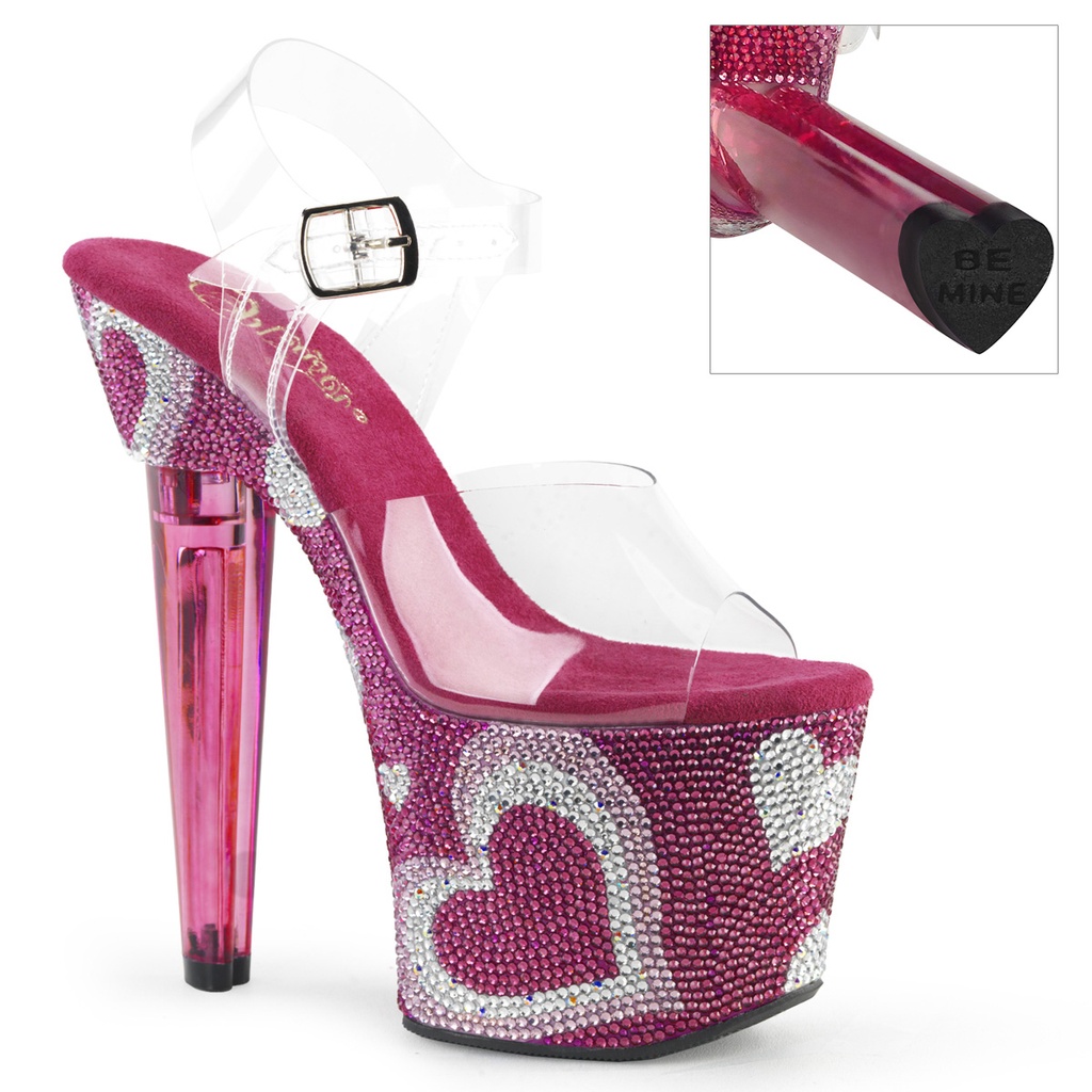 LOVESICK-708HEART - Transparent  Hot Pink Strass