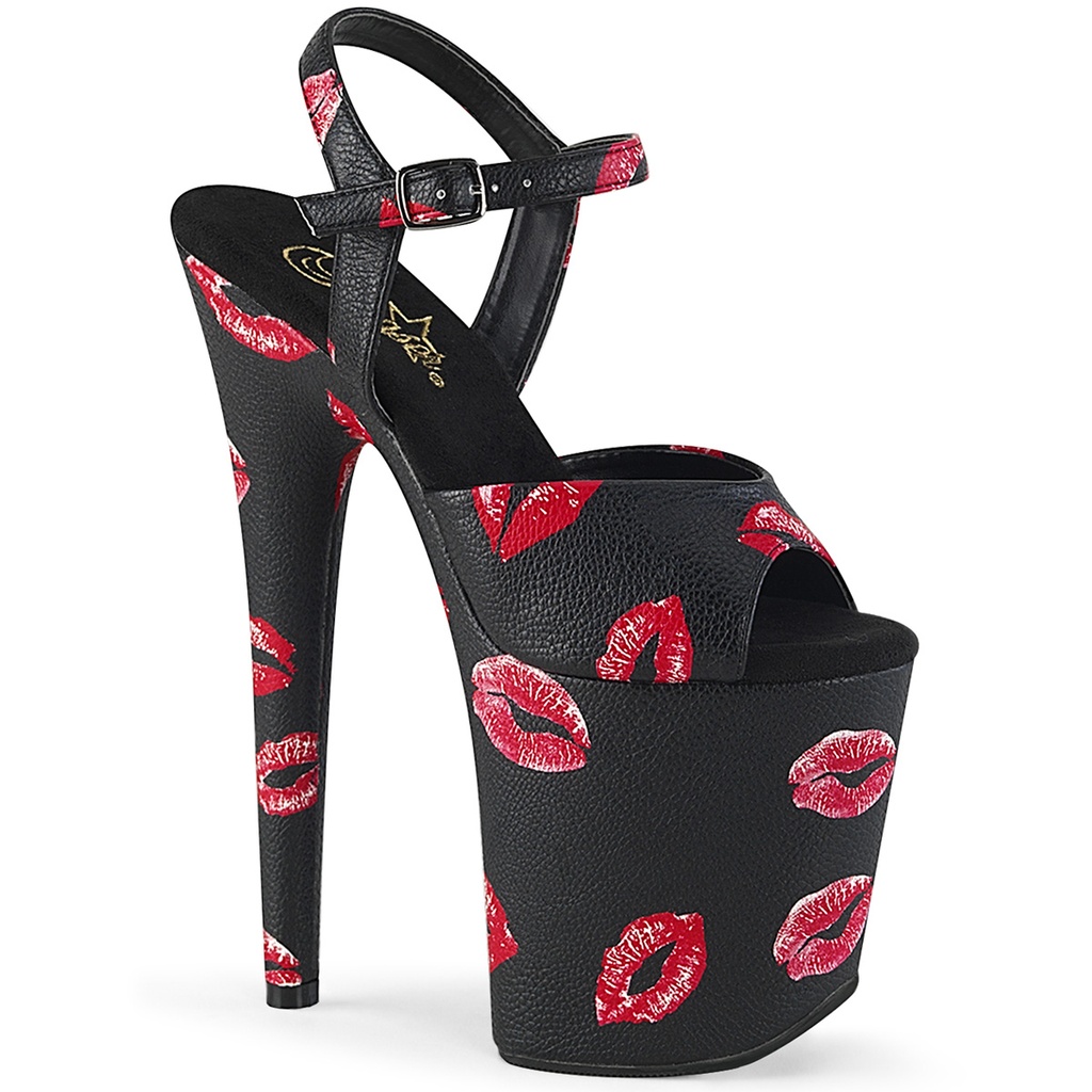 FLAMINGO-809KISSES - PU Schwarz Rot Kisses
