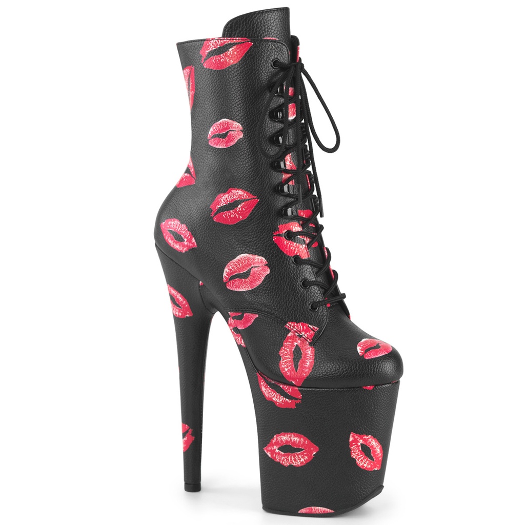 FLAMINGO-1020KISSES - Blk Faux Leather/Blk Faux Leather