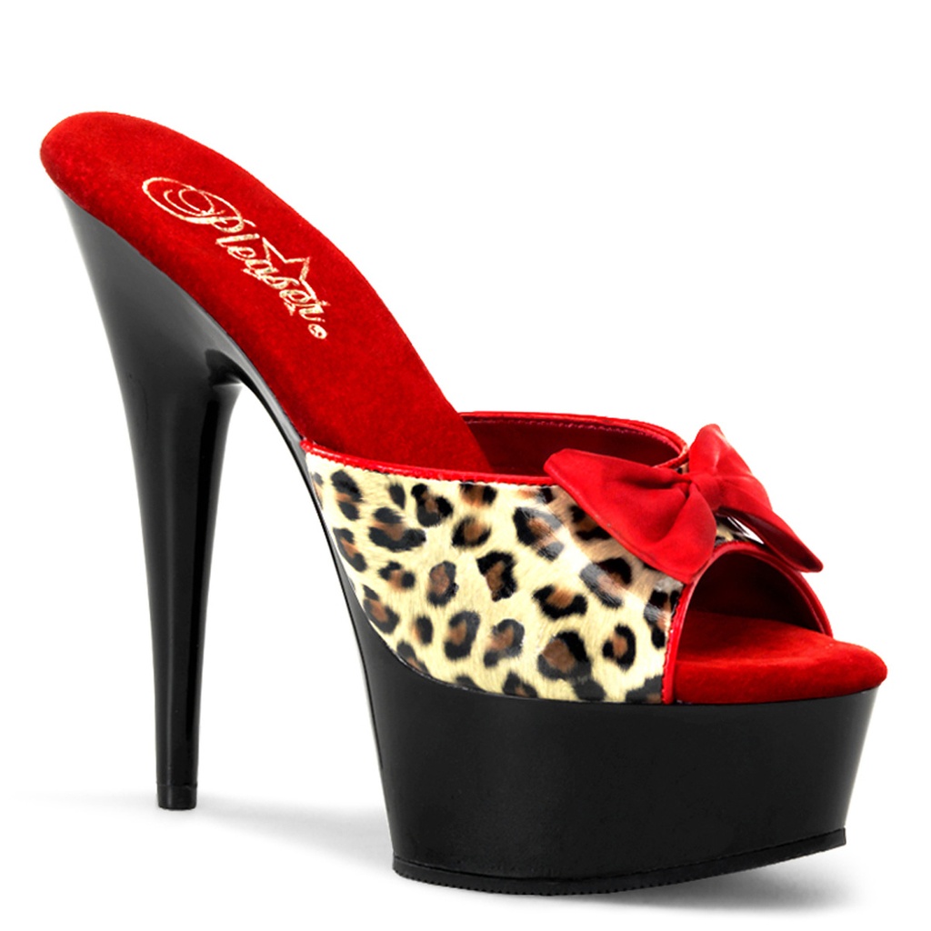 DELIGHT-601-6 - PU Leopard Rot Schwarz