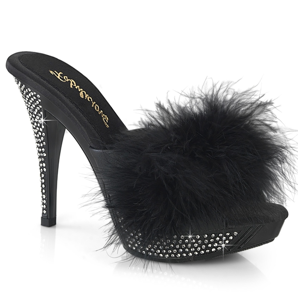 [ELEG401F/BPU/M-10] ELEGANT-401F - Blk Marabou-Faux Leather/Blk (Gr.40/41)