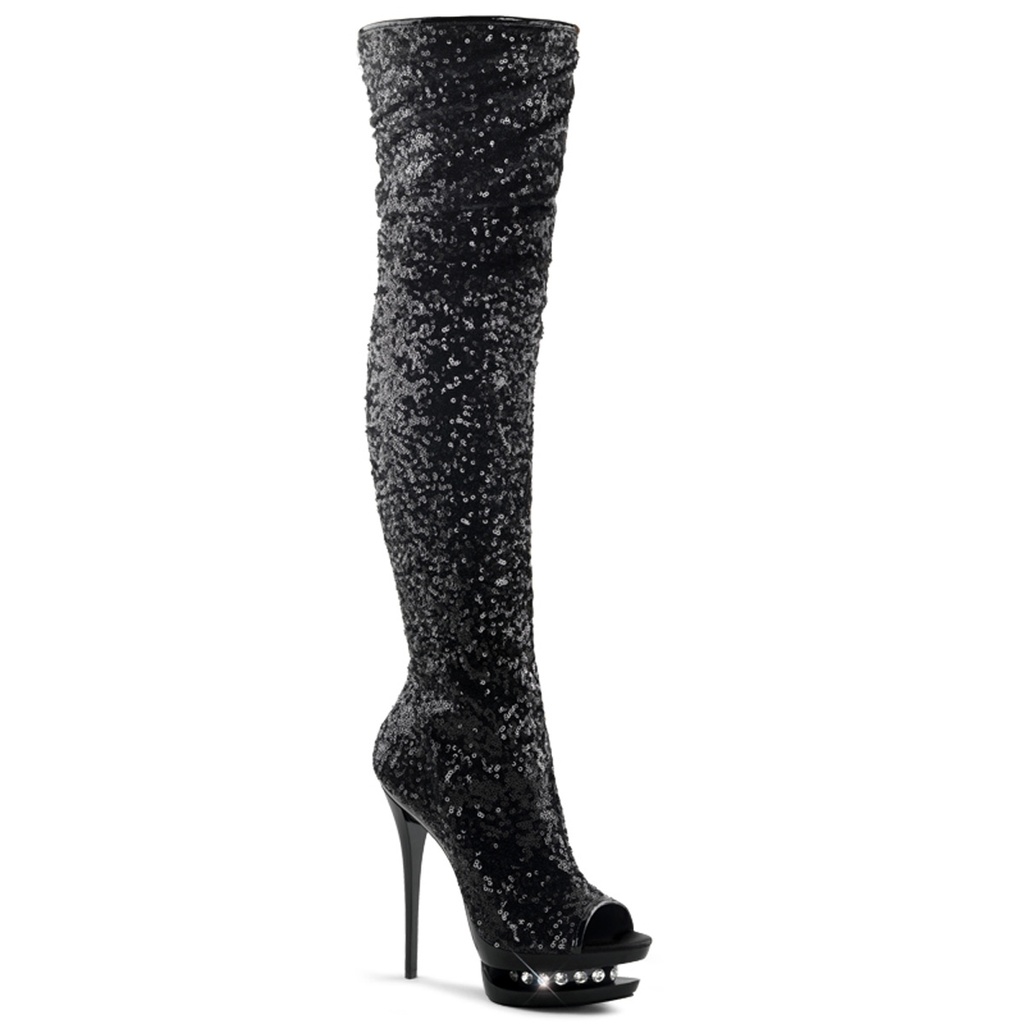 [BL-R3011/BSQ/M-10] BLONDIE-R-3011 - PU Schwarz Pailletten (40/41 US10)