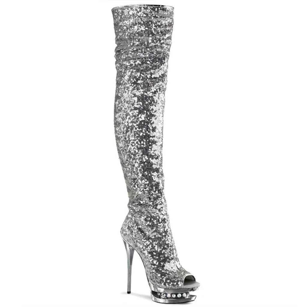 [BL-R3011/SSQ/M-10] BLONDIE-R-3011 - PU Silber Pailletten (40/41 US10)