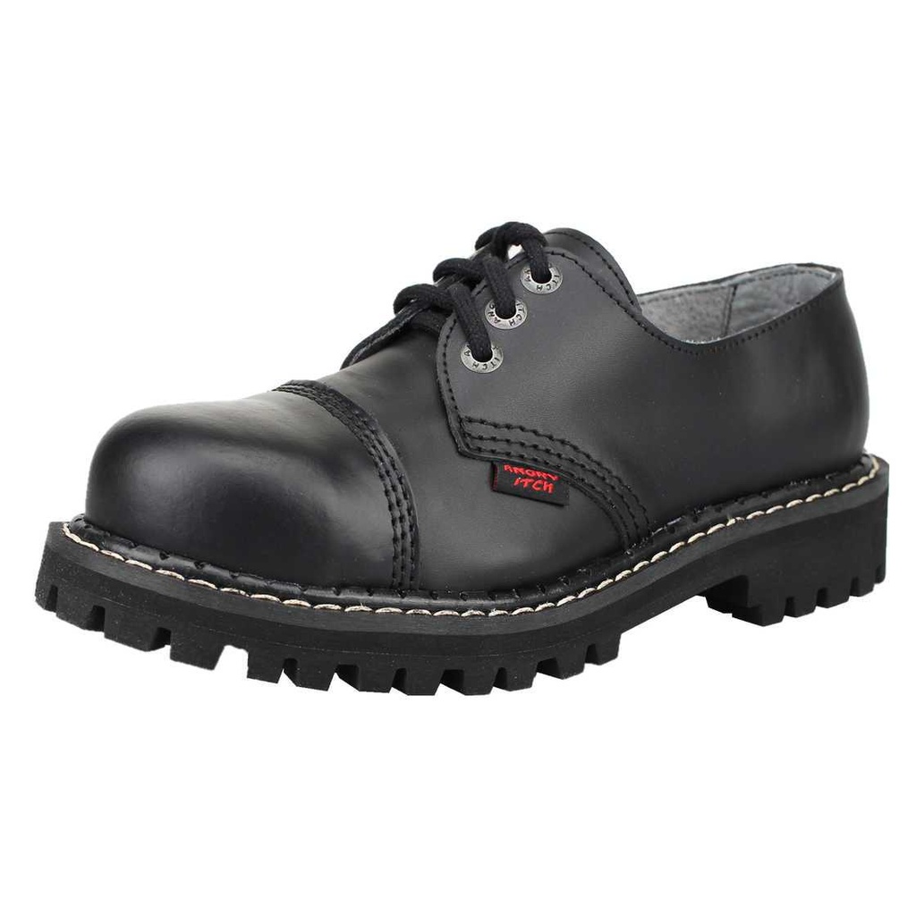 [AI03/B/LE-36] Angry Itch 03-Loch Leder Schuhe Schwarz (Gr.36)