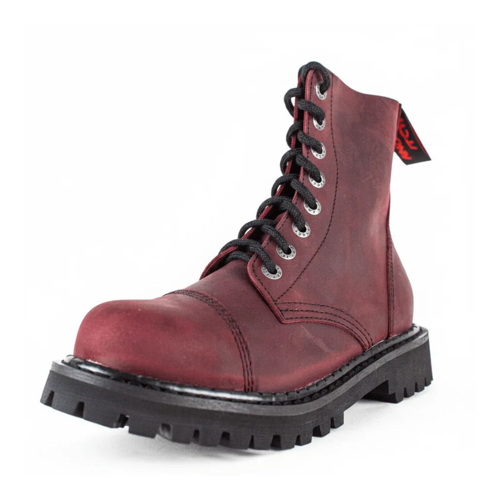 Angry Itch 08-Loch Leder Stiefel Vintage Bordeaux