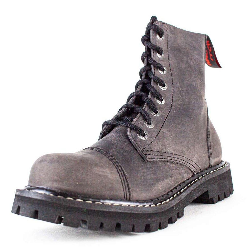 Angry Itch 08-Loch Leder Stiefel Vintage Dunkelbraun