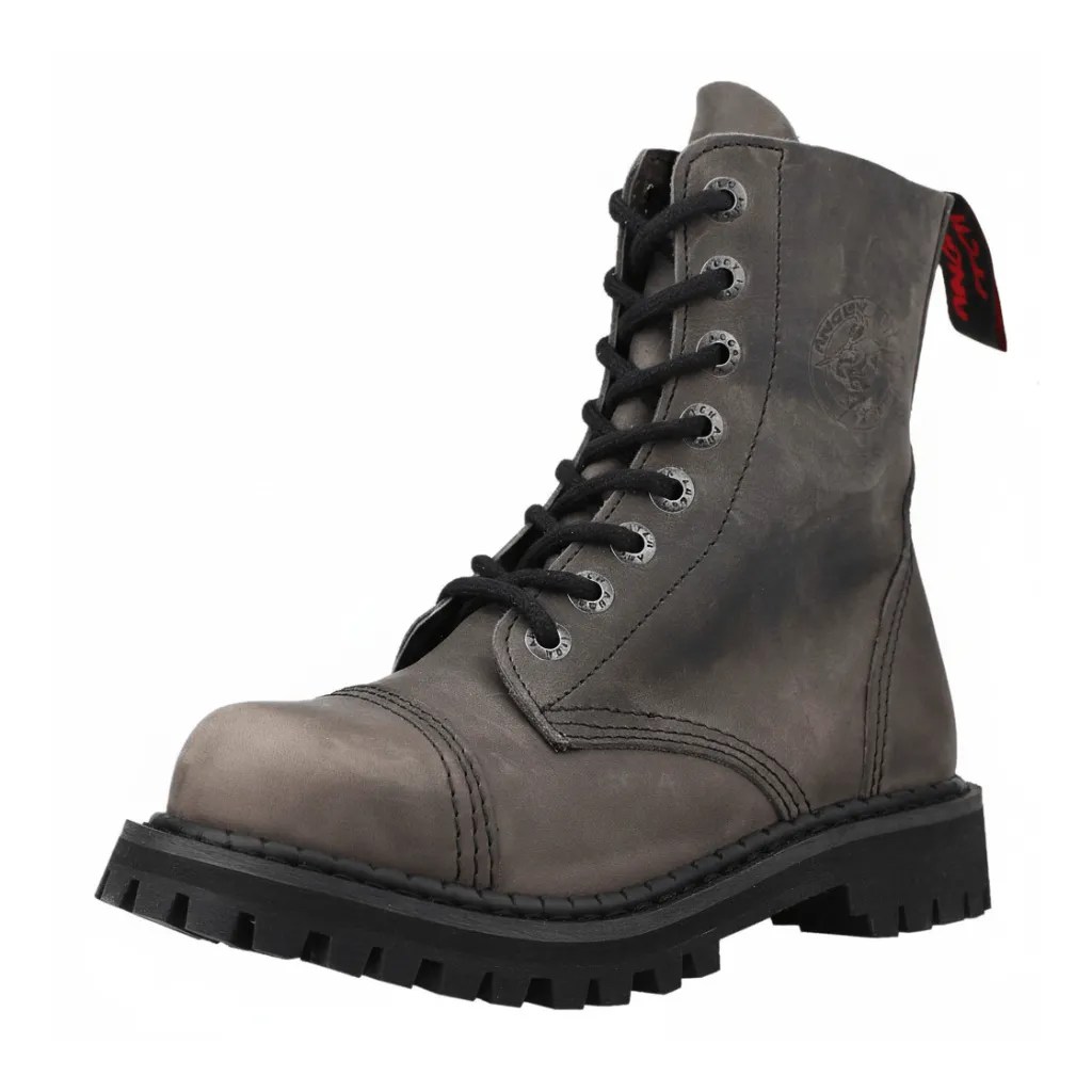 Angry Itch 08-Loch Leder Stiefel Vintage Grau