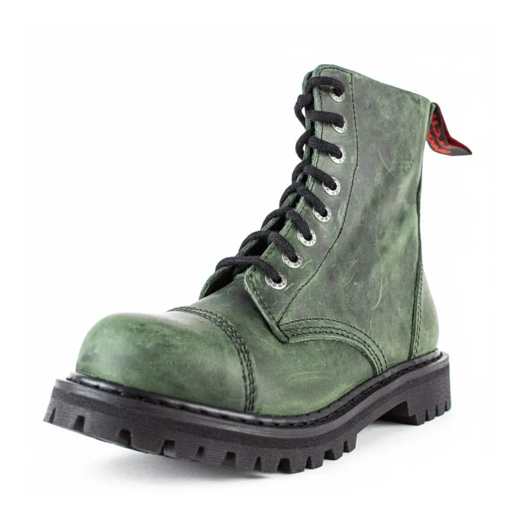 Angry Itch 08-Loch Leder Stiefel Vintage Grün