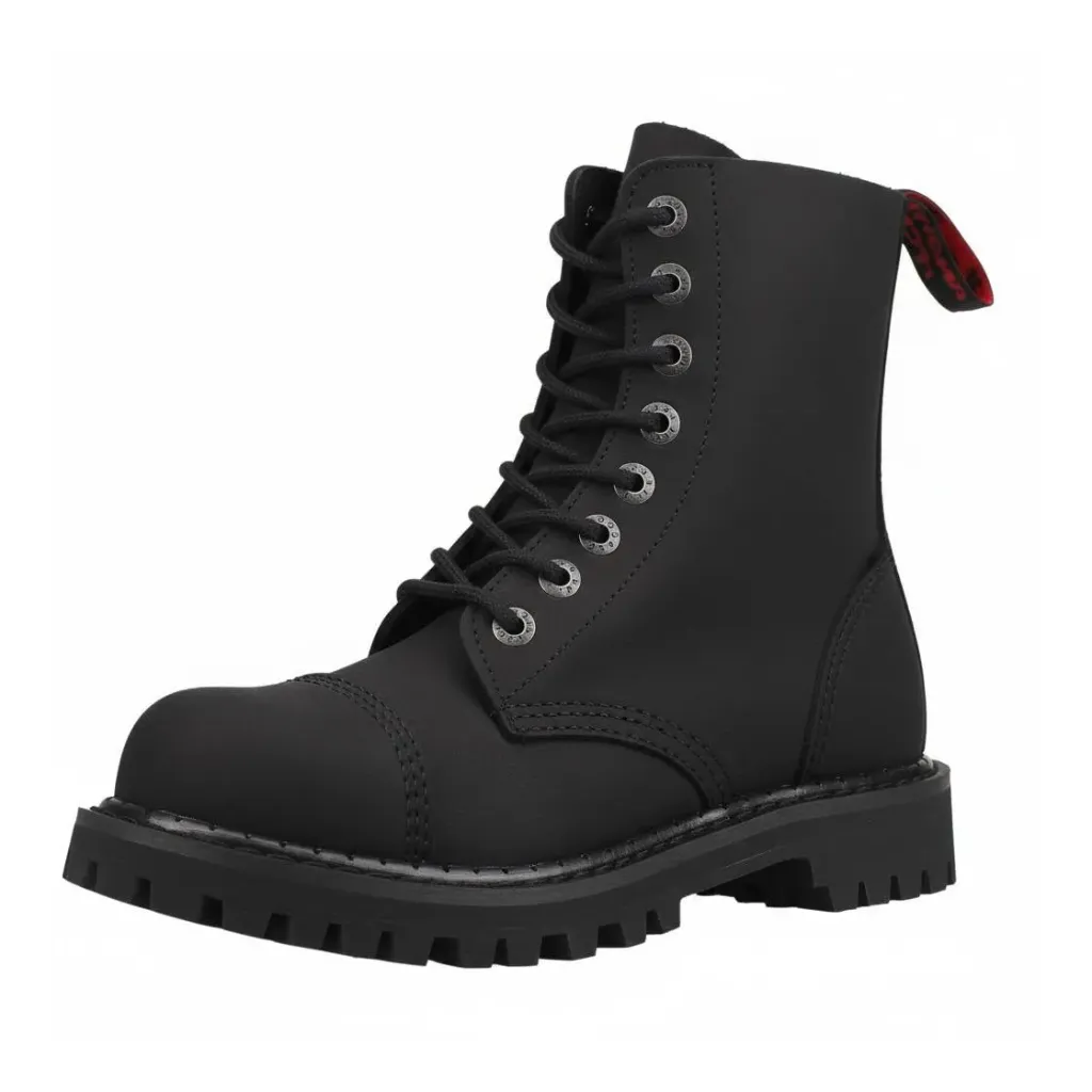 Angry Itch 08-Loch Leder Stiefel Vintage Schwarz