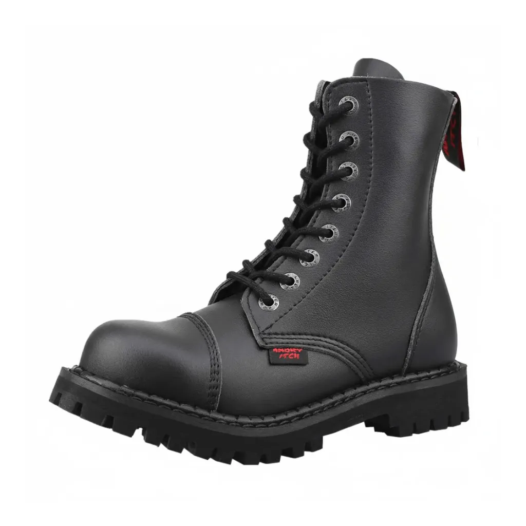 Angry Itch 08-Loch Vegane PU Stiefel Schwarz