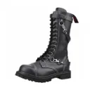 Angry Itch 14-Loch 3-Straps Leder Stiefel Schwarz