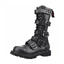 Angry Itch 14-Loch 5-Buckle Leder Stiefel Schwarz