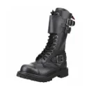 Angry Itch 14-Loch Front-Plate Leder Stiefel Schwarz