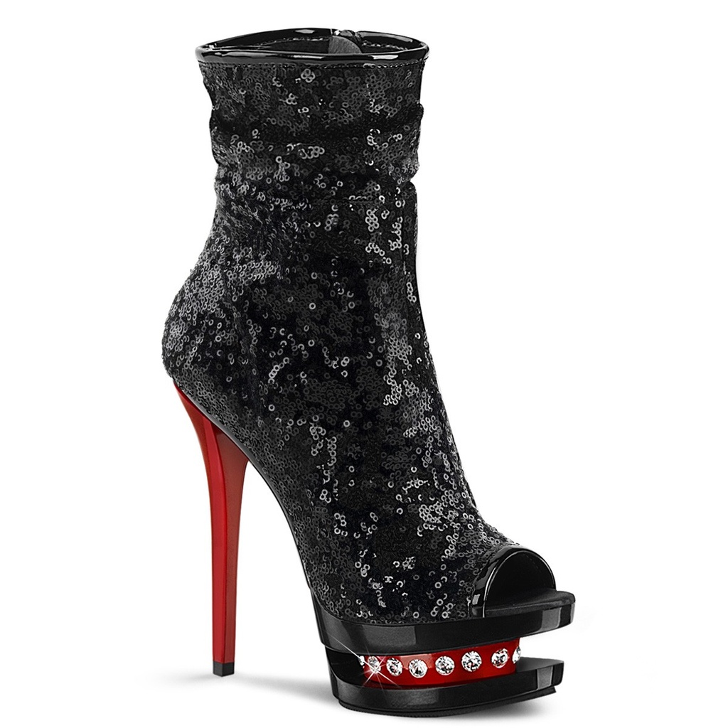 BLONDIE-R-1008 - PU Schwarz Rot Pailletten