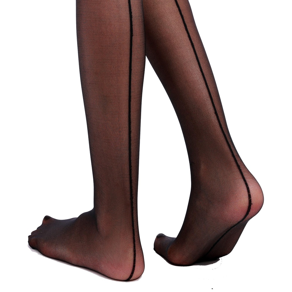 Ouvert Pantyhose mit Naht hinten (Schwarz)