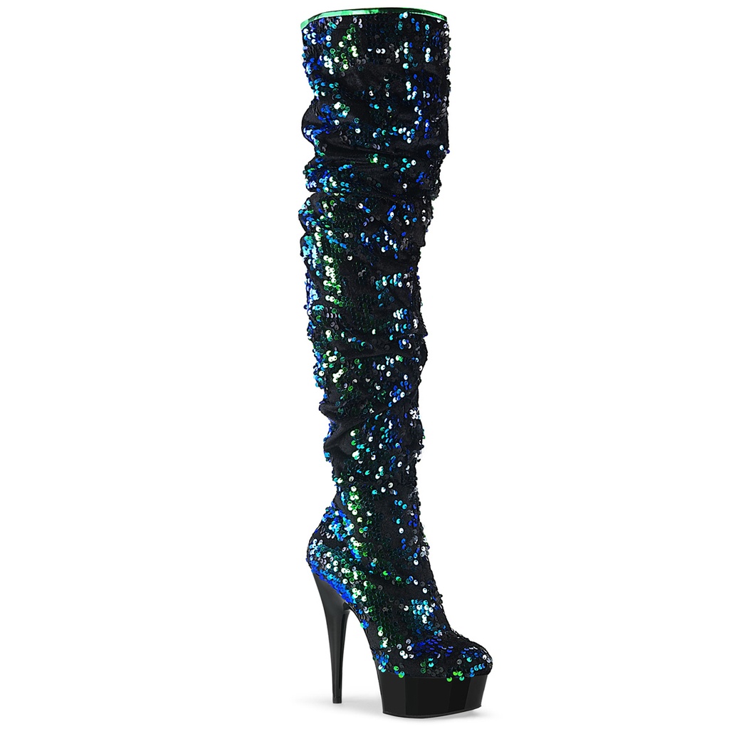 DELIGHT-3004 - PU Grün Blau Pailletten
