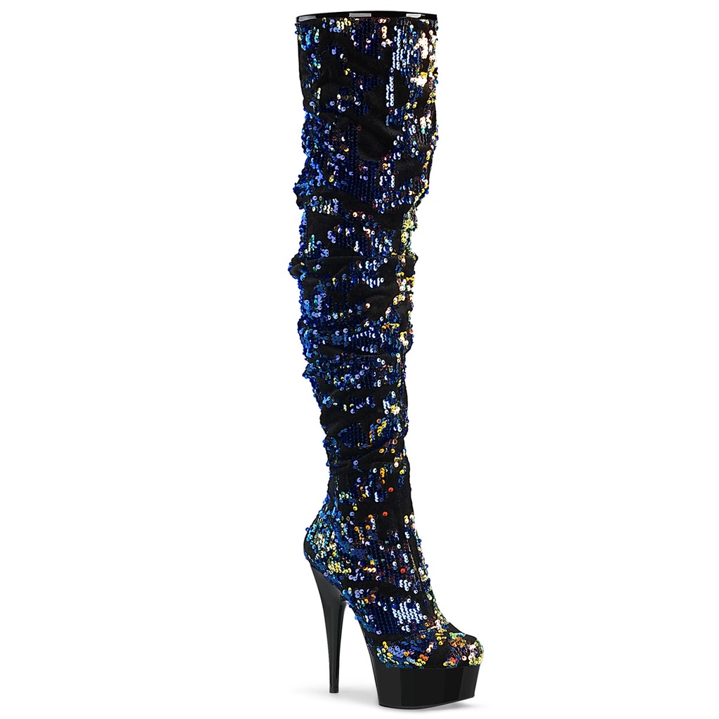DELIGHT-3004 - PU Blau Gold Pailletten